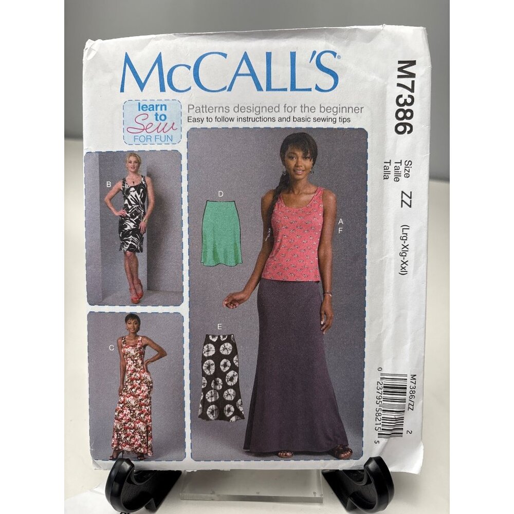 McCalls M7386 Sewing Pattern Womens Top Skirt Size Lrg/XL/XXL Uncut